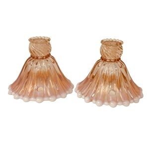 Lot Of 2 BASE ONLY VTG Duncan Miller Pink Opalescent Lamp Base